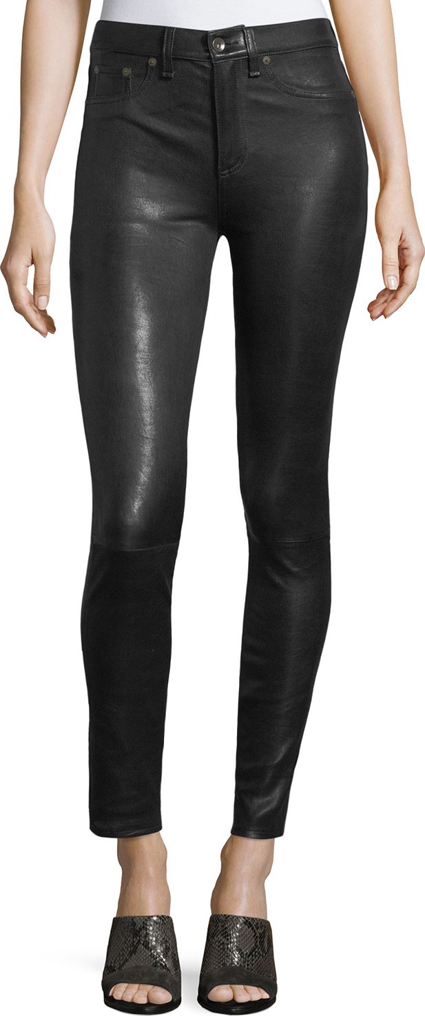 Rag & Bone High-Rise Lamb Leather Skinny Pants