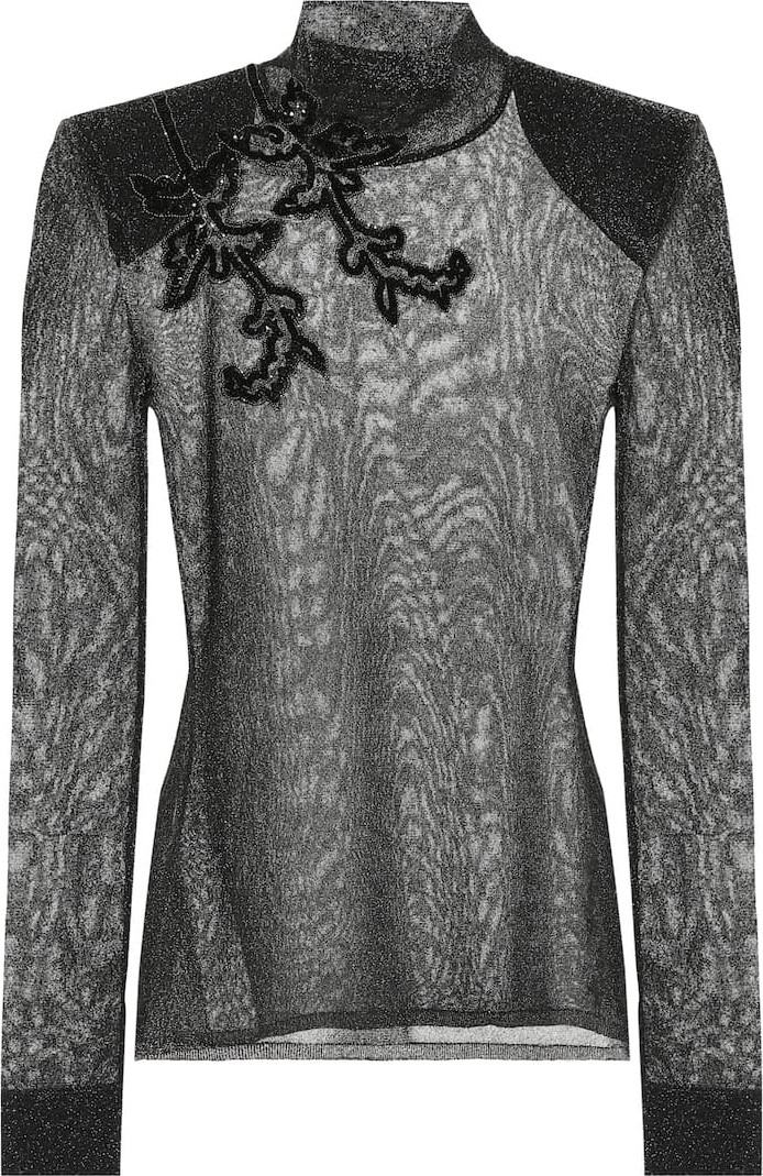 Christopher Kane Embroidered metallic top