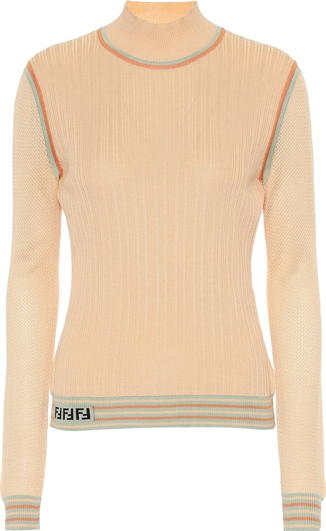 Fendi Silk knit turtleneck top
