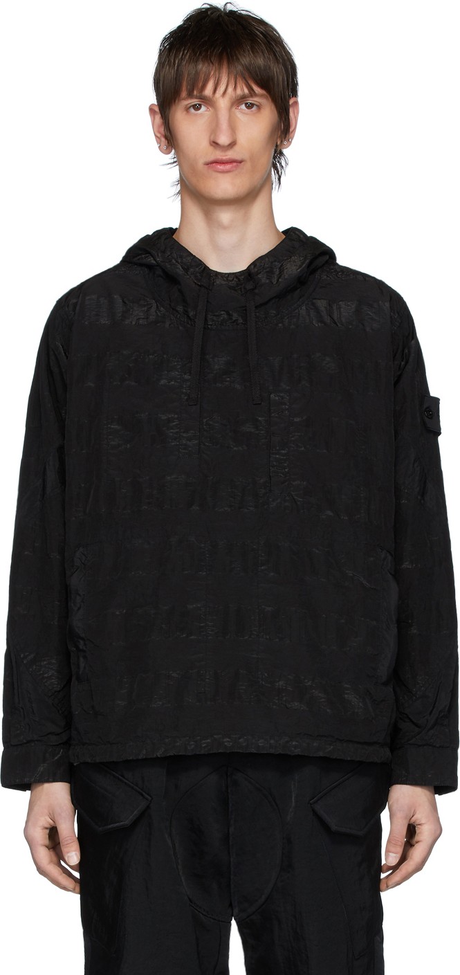 Stone Island Black Striped Nylon Metal Jacket