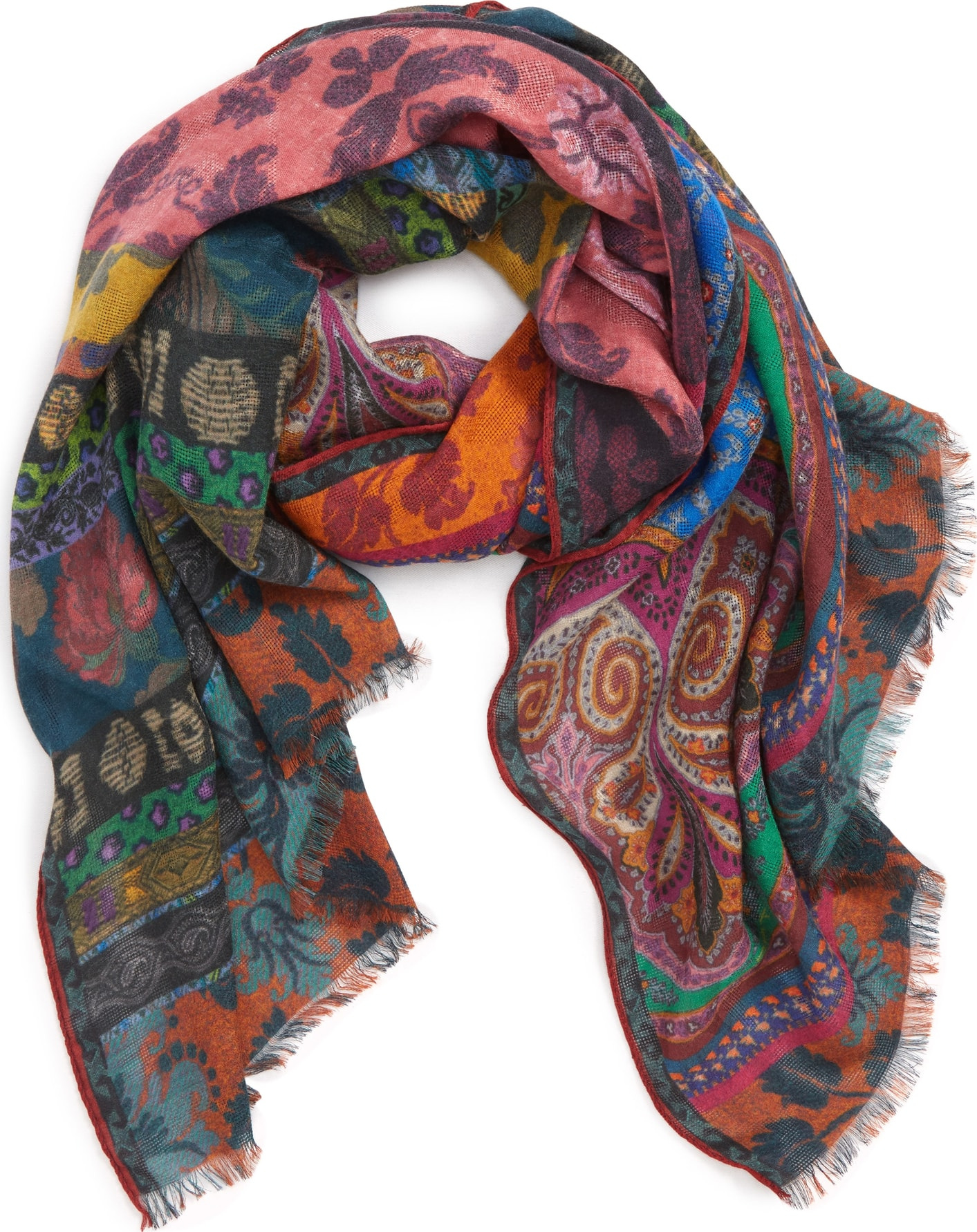 Etro Paisley Print Modal & Cashmere Scarf
