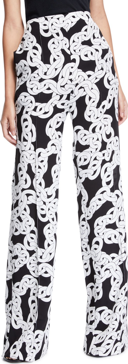 DIANE von FURSTENBERG Erica Printed Stretch Wide-Leg Pants