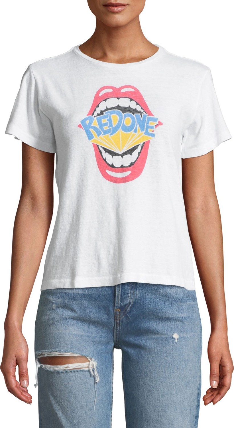 RE/DONE Slim Crewneck Graphic Logo Tee