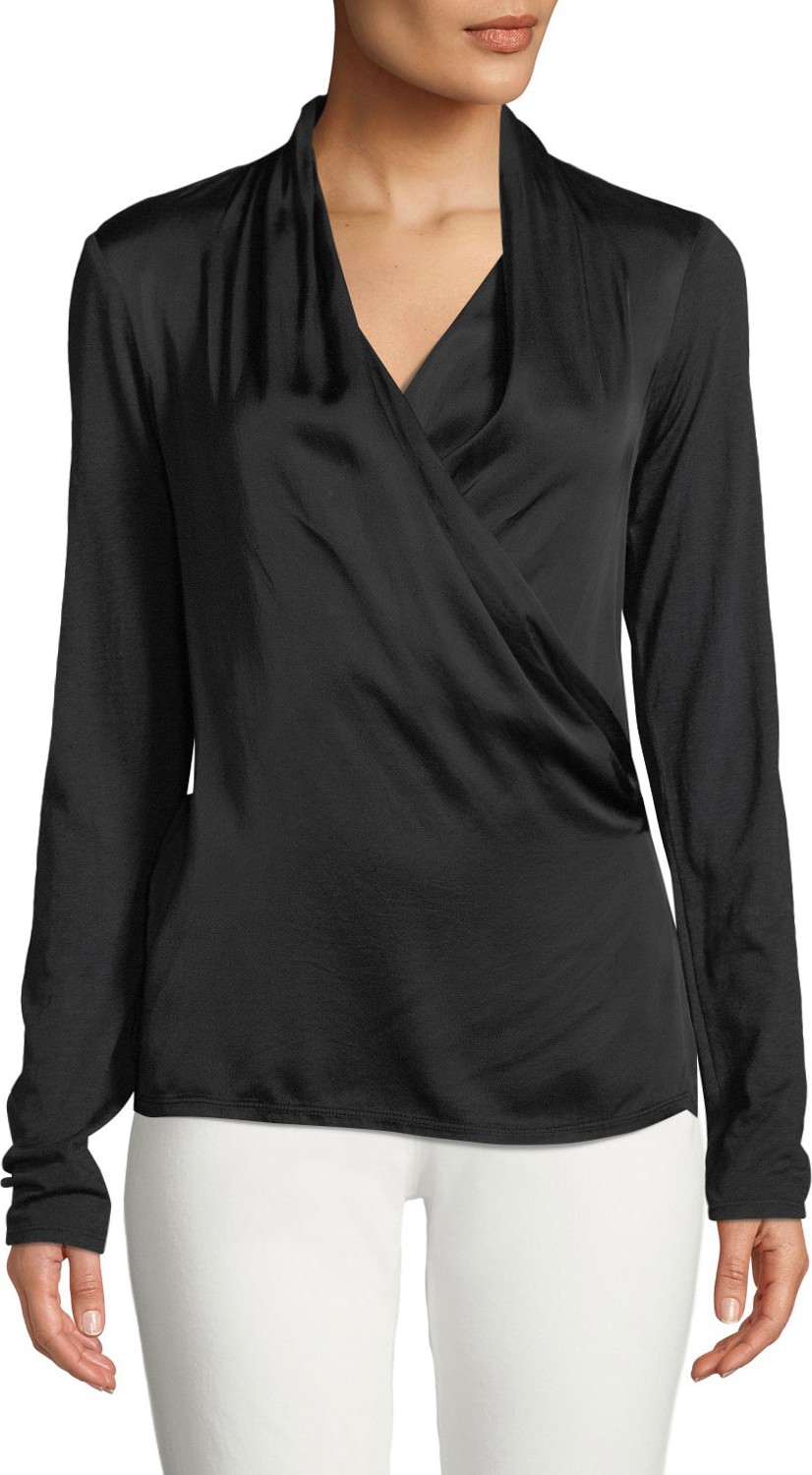 Velvet By Graham & Spencer Bedelia Wrap-Front Long-Sleeve Top