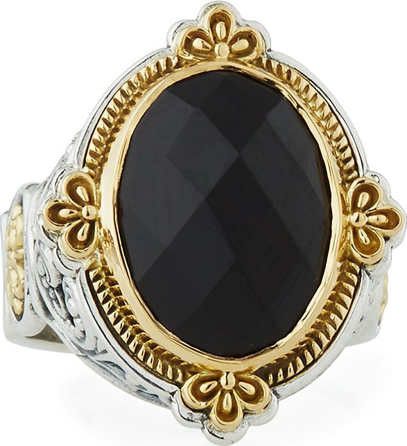 Konstantino Faceted Black Onyx Oval Ring