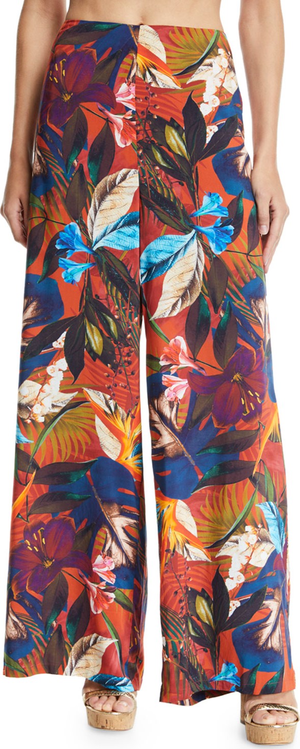 JETS by Jessika Allen Imaginable Floral-Print Wide-Leg Coverup Pants