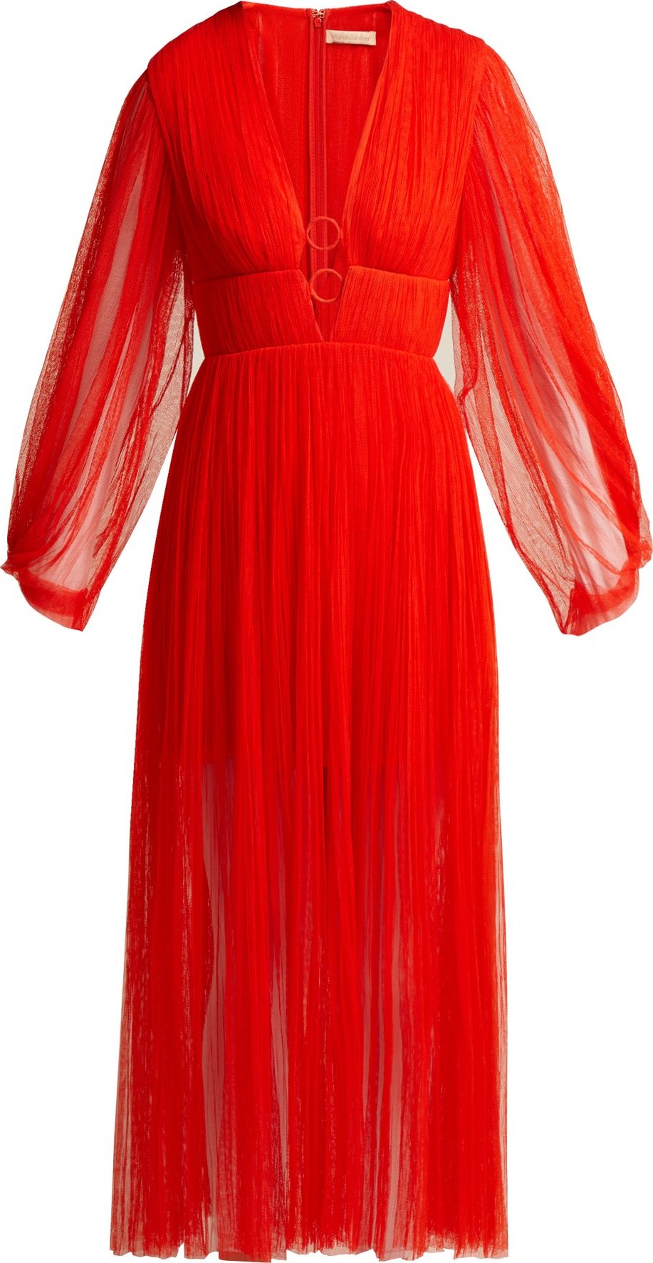 MARIA LUCIA HOHAN Astoria deep V-neck pleated tulle midi dress