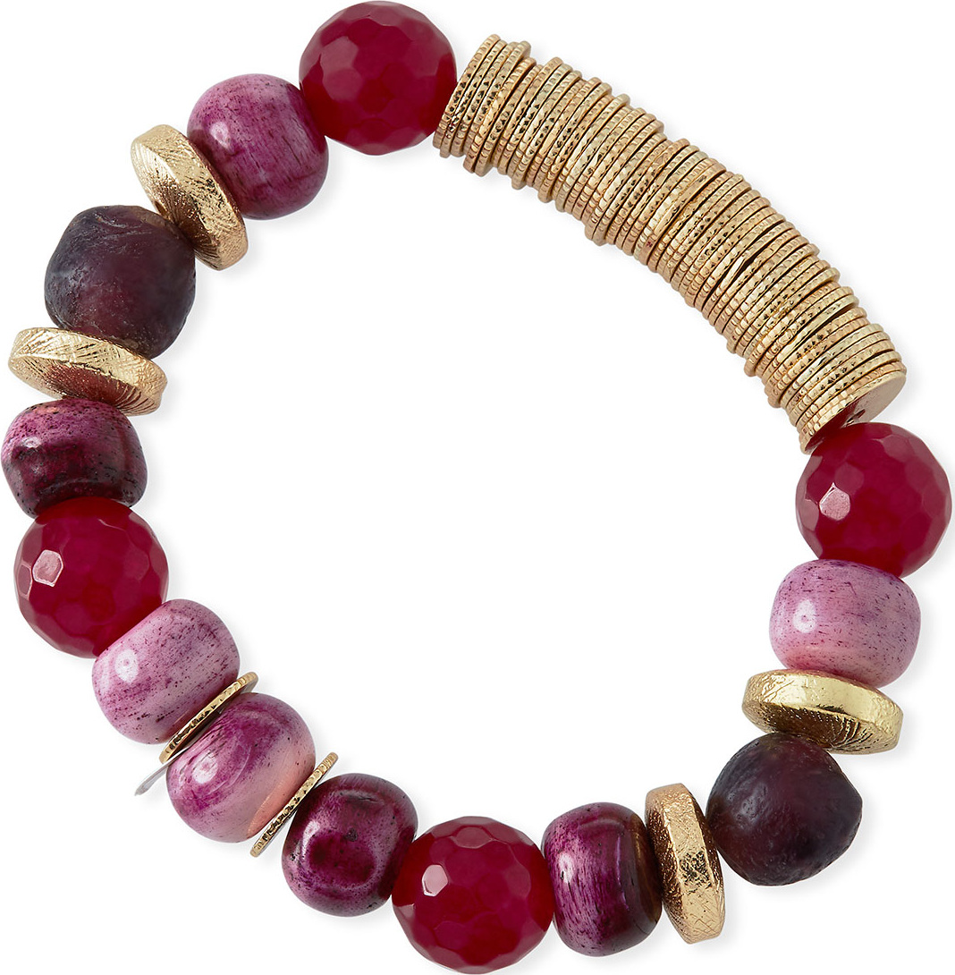 Akola Multihued Tiger's Eye & Jade Beaded Bracelet