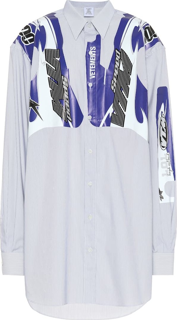Vetements Printed striped cotton shirt