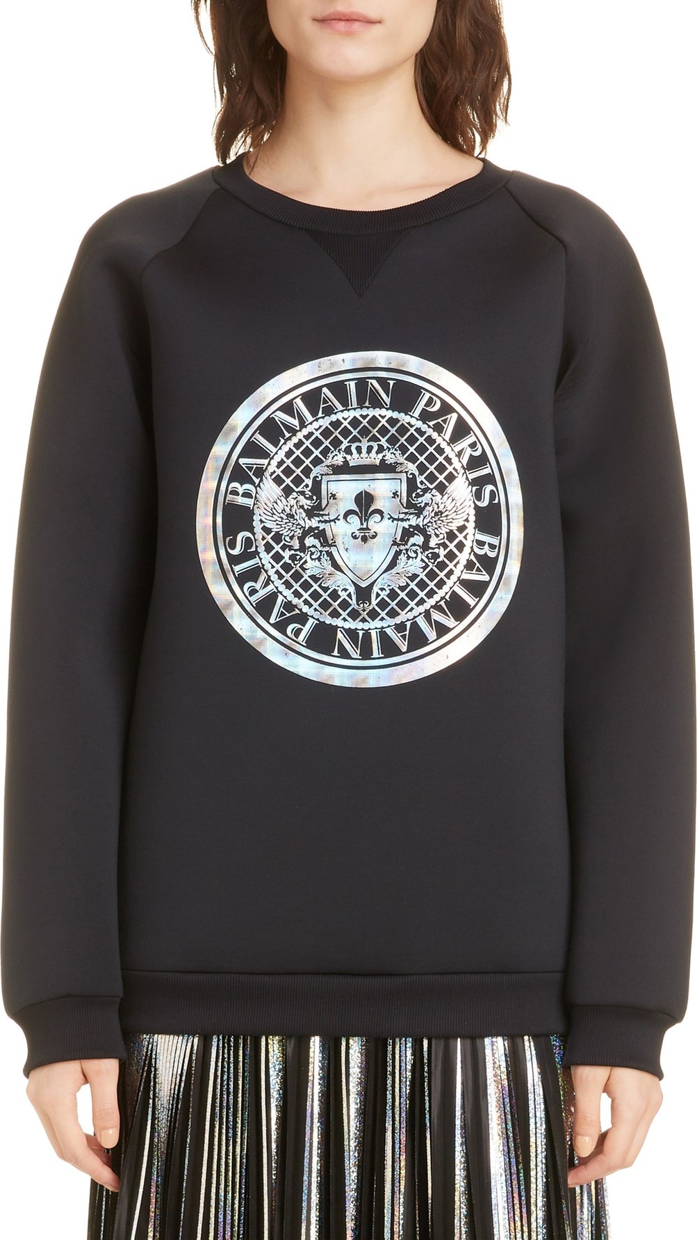 Balmain Hologram Coin Logo Neoprene Sweatshirt