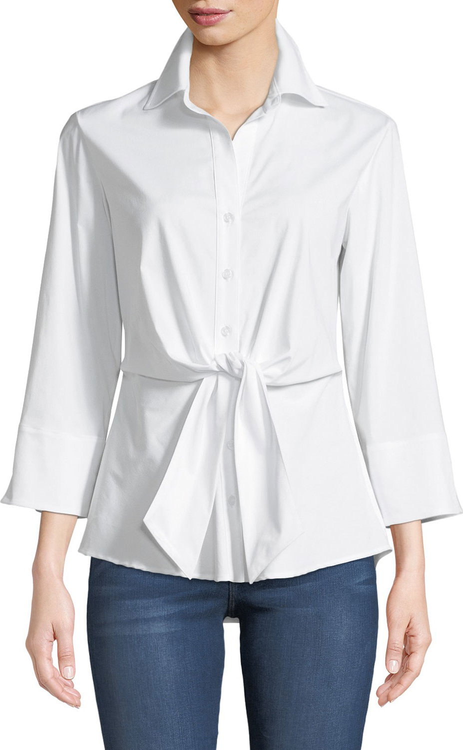 Finley Walter 3/4-Sleeve Tie-Waist Blouse