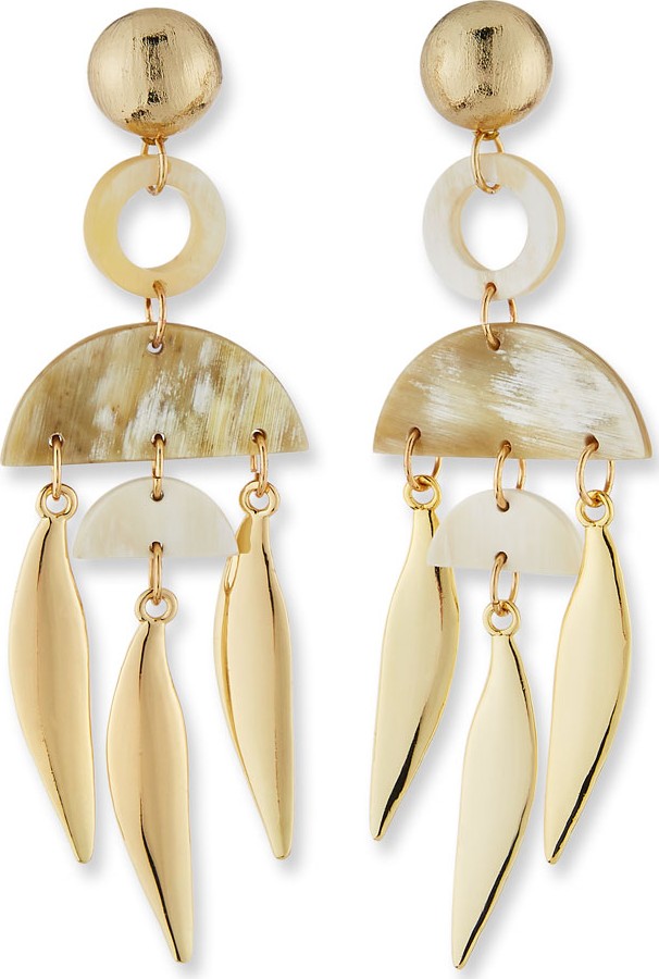 Akola Horn Geometric Spike-Drop Earrings, White