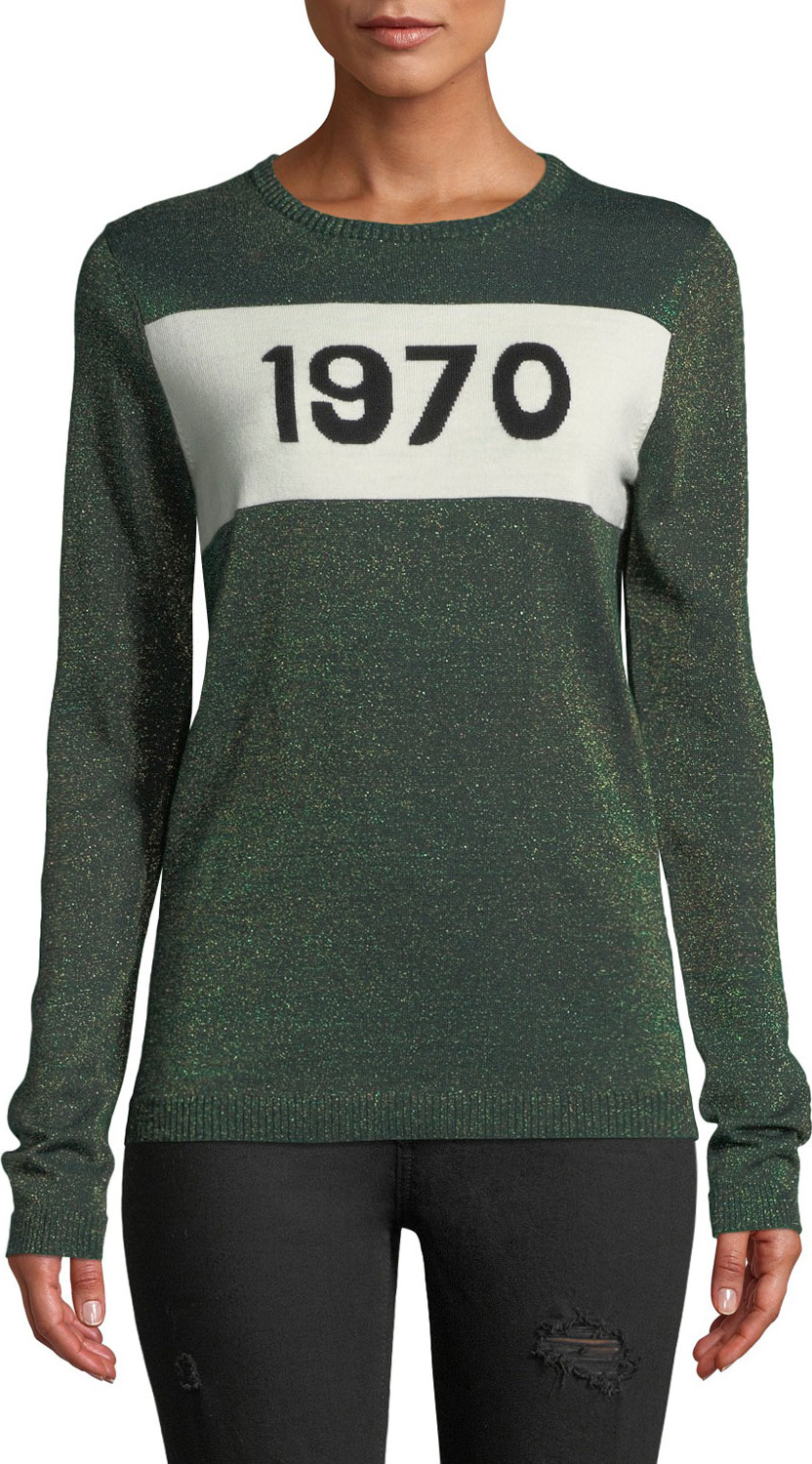 Bella Freud 1970 Metallic Graphic Wool Sweater
