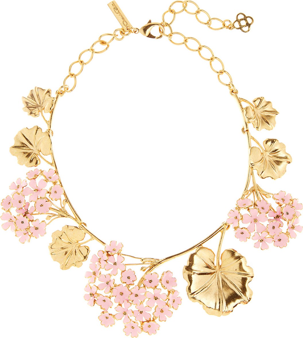 Oscar De La Renta Painted Geranium Necklace