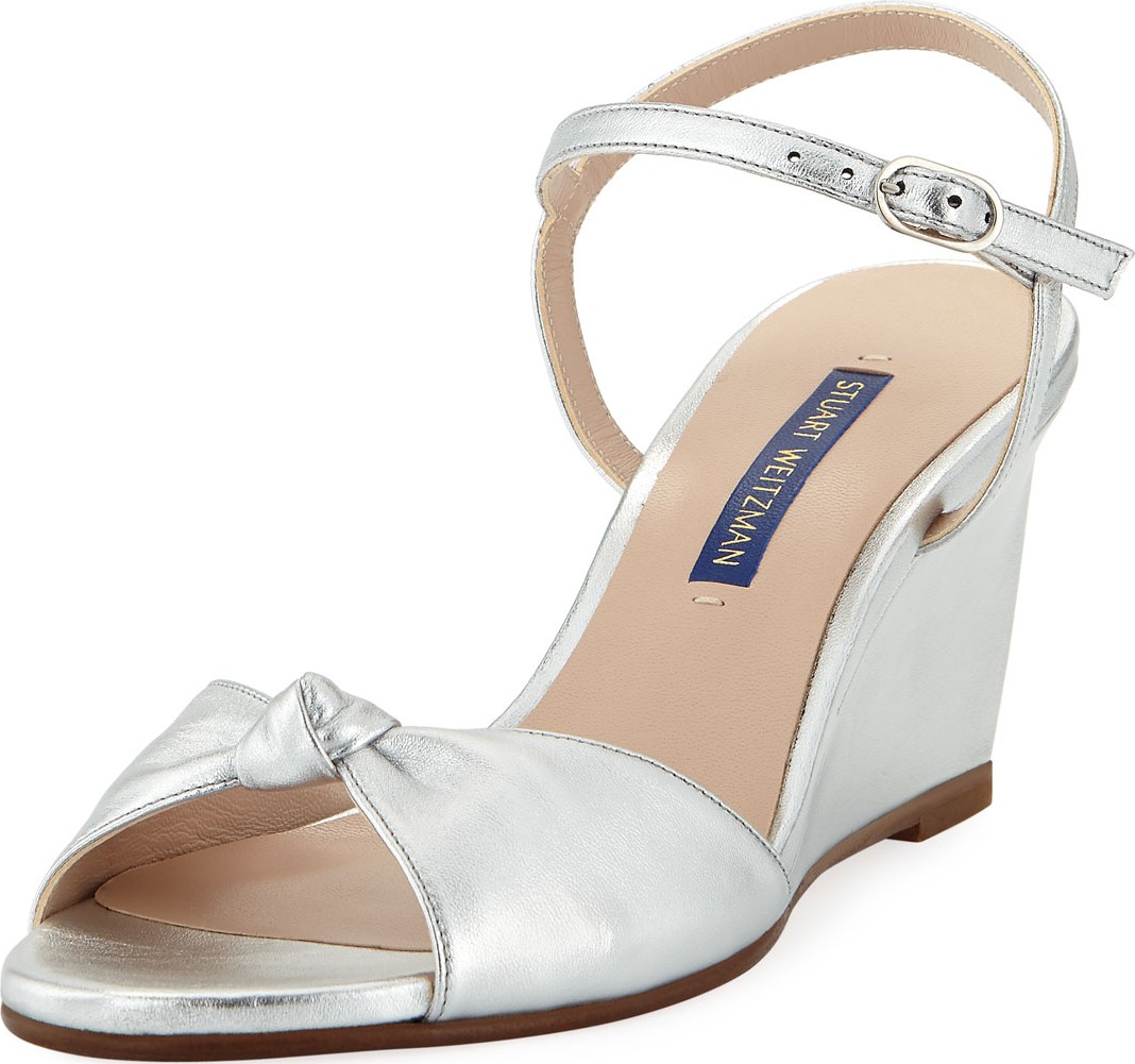 Stuart Weitzman Gloria Metallic Wedge Sandals