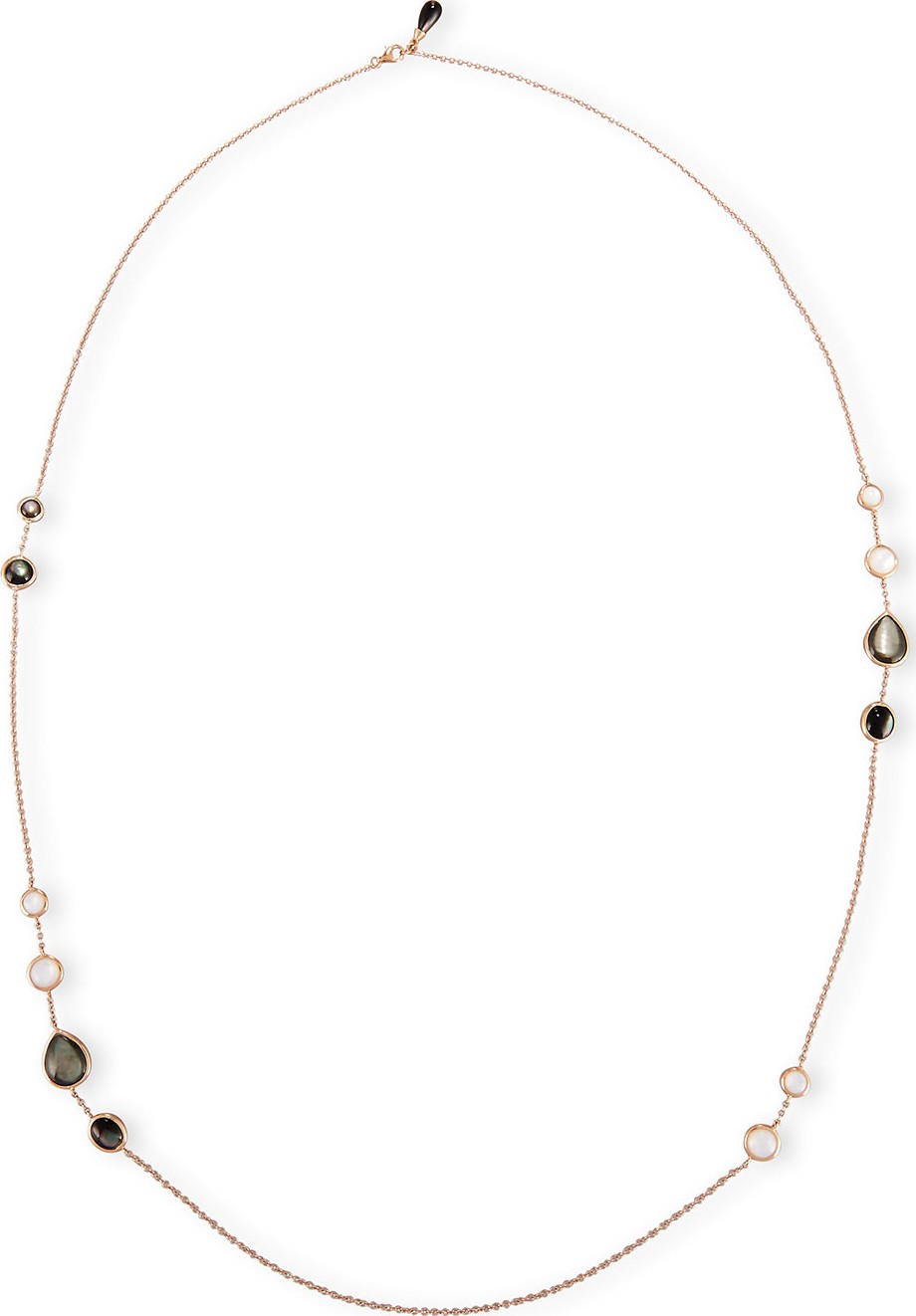 Frederic Sage Black & White Mother-of-Pearl Station Necklace in 18K Rose Gold