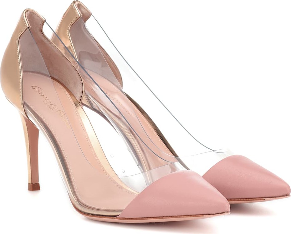 Gianvito Rossi Plexi 85 suede and leather pumps