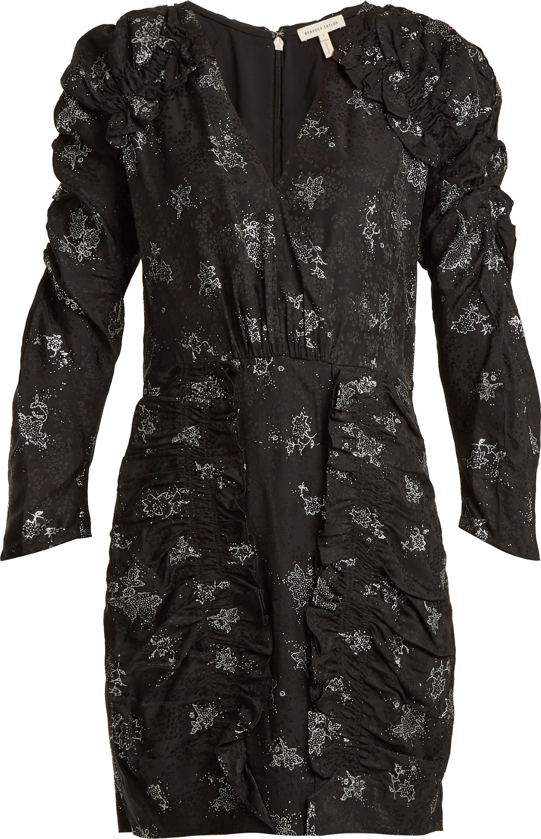 Rebecca Taylor V-neck ruffle silk dress