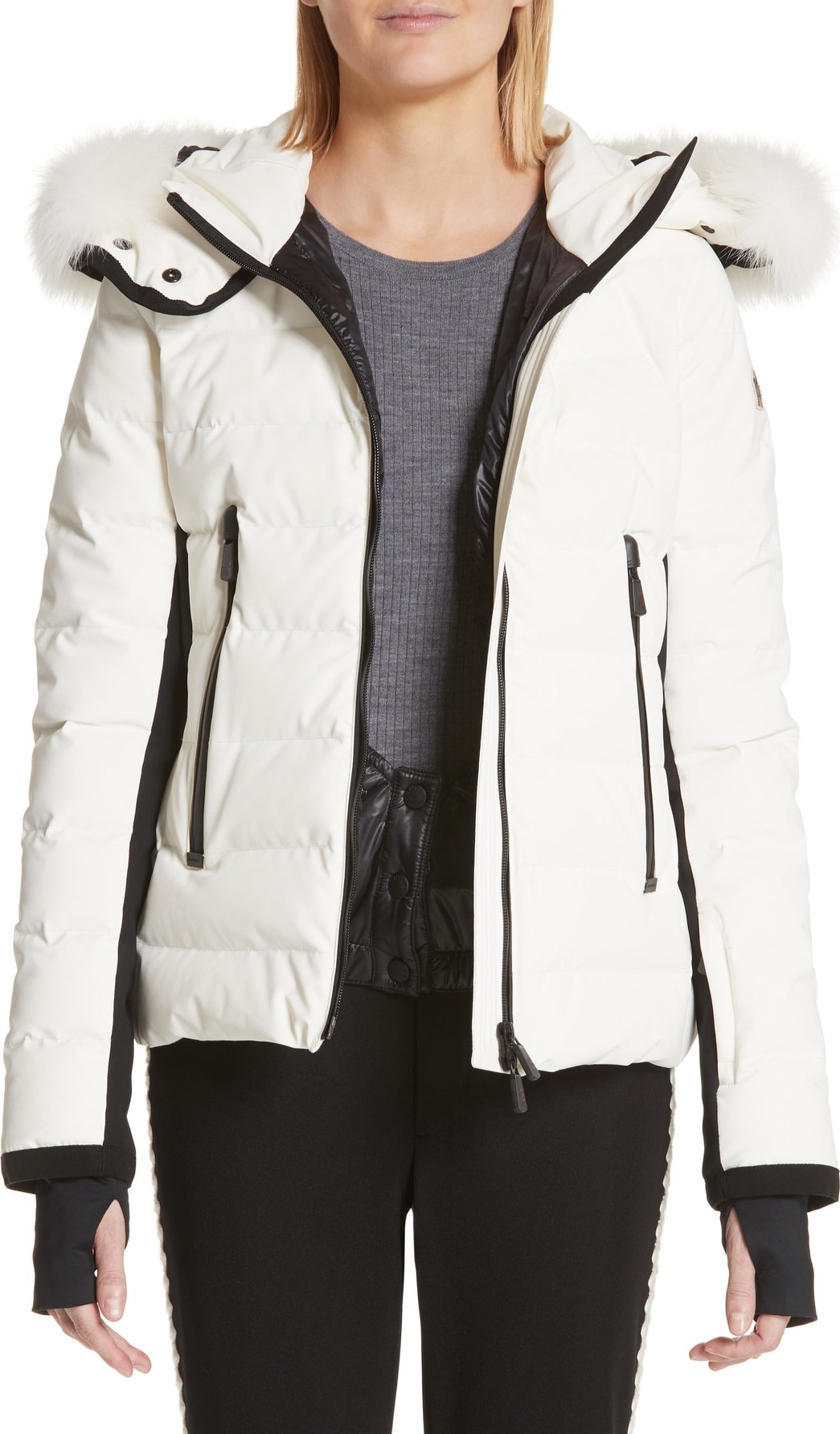 Moncler Lamoura Quilted Down Puffer Coat with Removable Genuine Fox Fur Trim