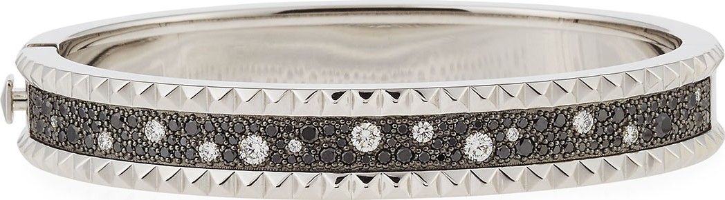Roberto Coin ROBERTO COIN ROCK & DIAMONDS Small 18K White Gold Bangle Bracelet