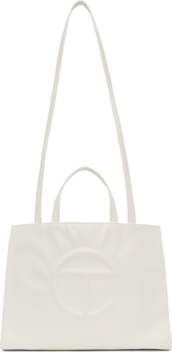 Telfar White Medium Shopper Tote