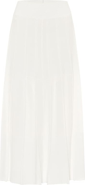 Agnona Pleated stretch-knit midi skirt