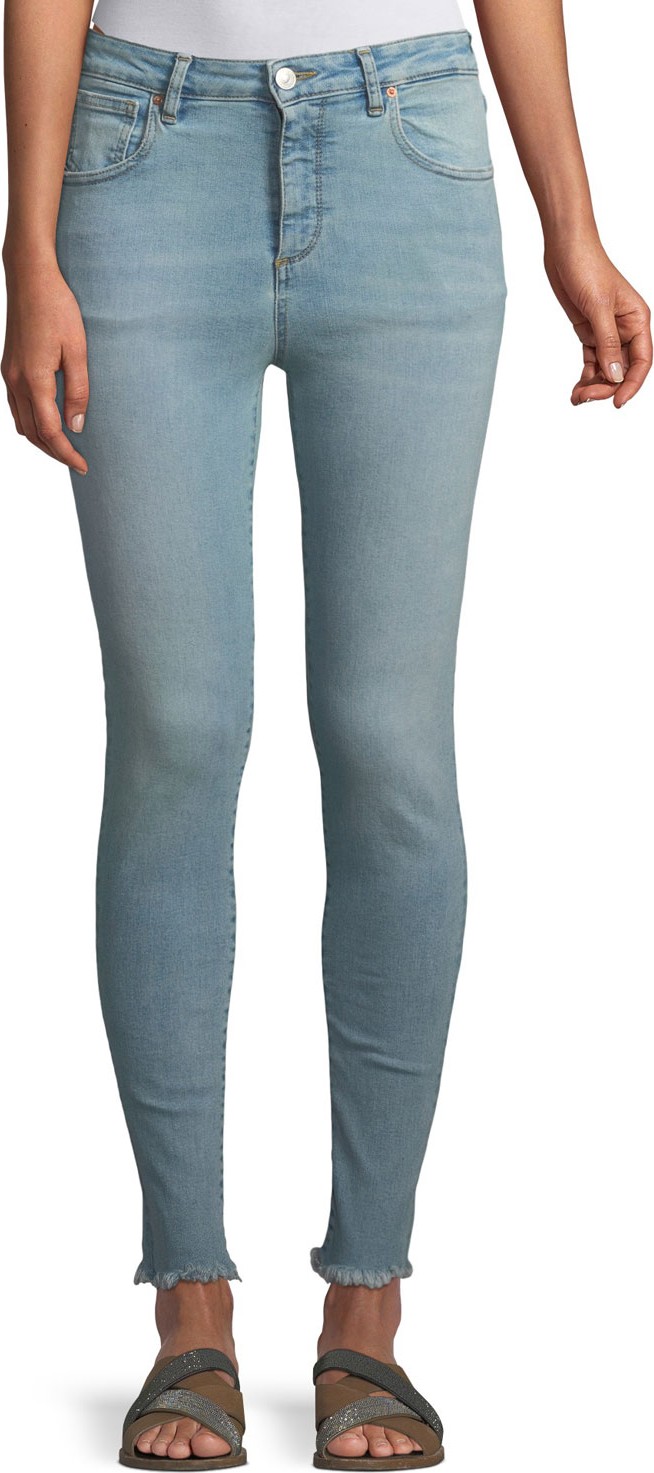 Acynetic Taylor High-Rise Skinny Jeans w/ Frayed Hem