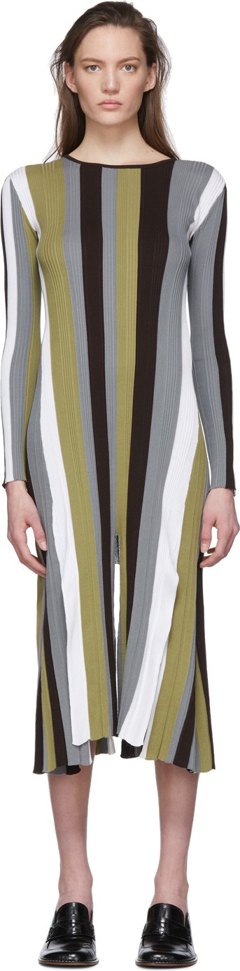 LOEWE Multicolor Striped Rib Knit Dress