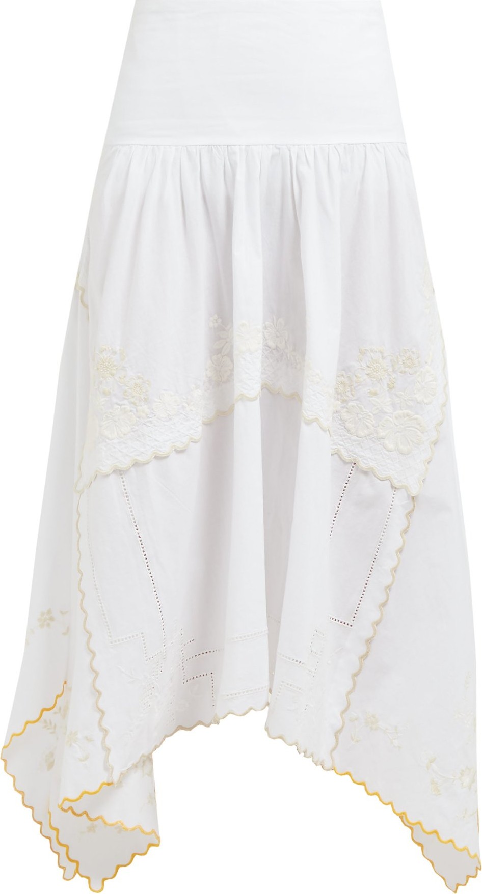 See By Chloé Floral-embroidered cotton midi skirt