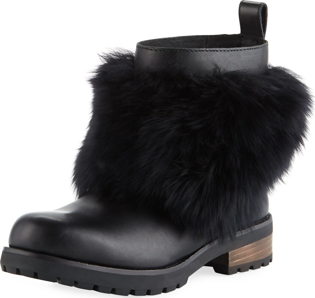 UGG Otelia Tall Wool-Cuff Leather Boots