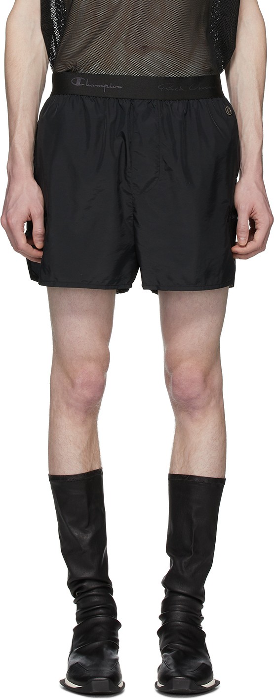 Rick Owens Black Champion Edition Nylon Dolphin Boxer Shorts