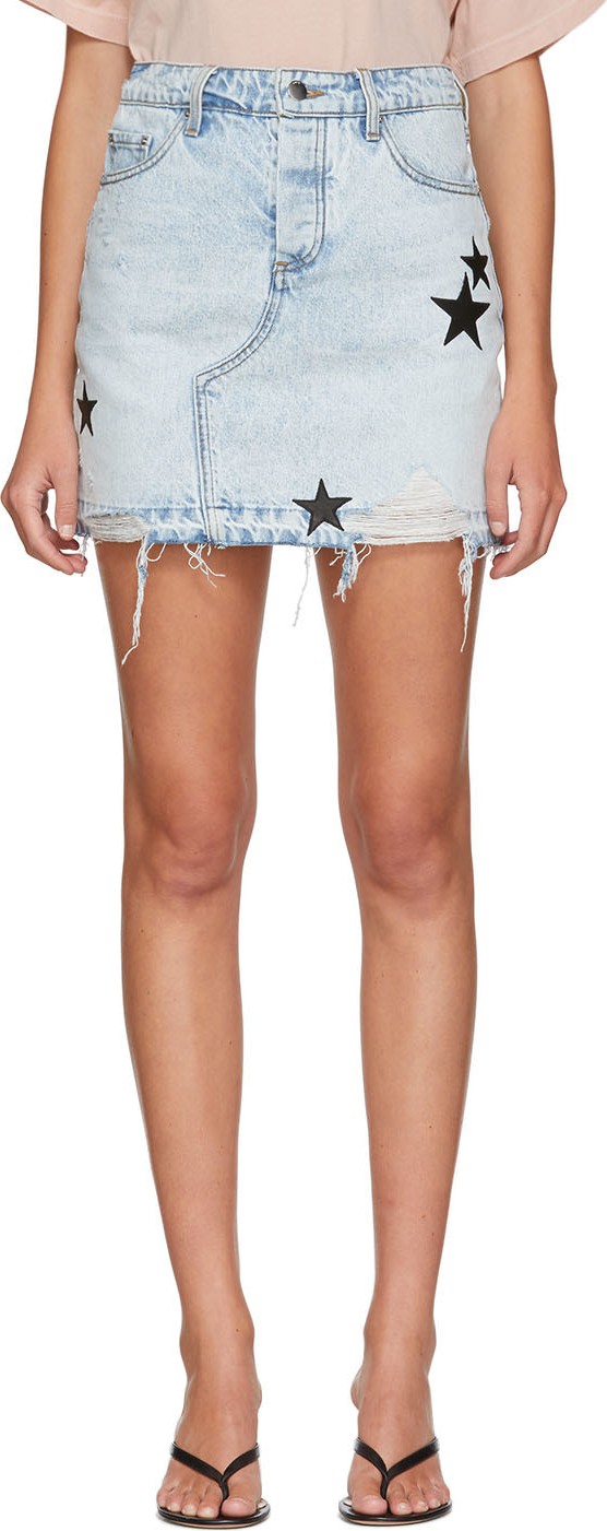 Amiri Indigo Denim Star Skirt
