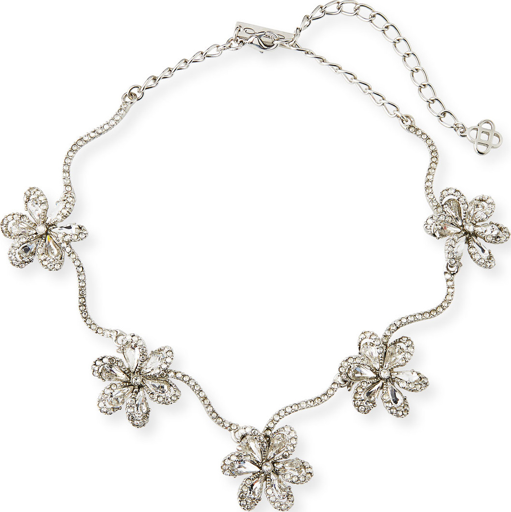 Oscar De La Renta Crystal Delicate Flower Necklace