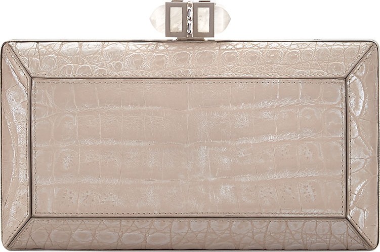 Judith Leiber Coffered Crocodile Minaudiere