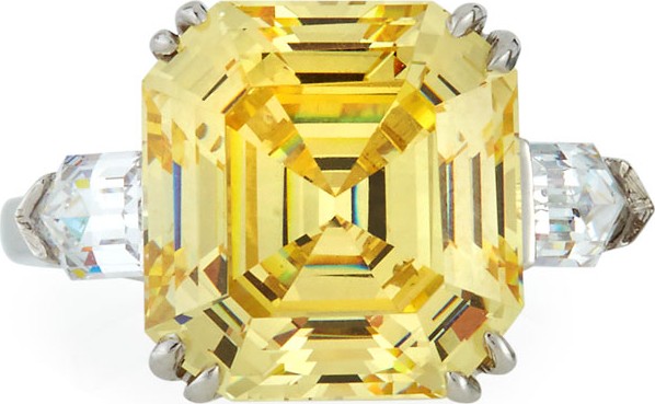 Fantasia by DeSerio Asscher-Cut Yellow CZ Ring