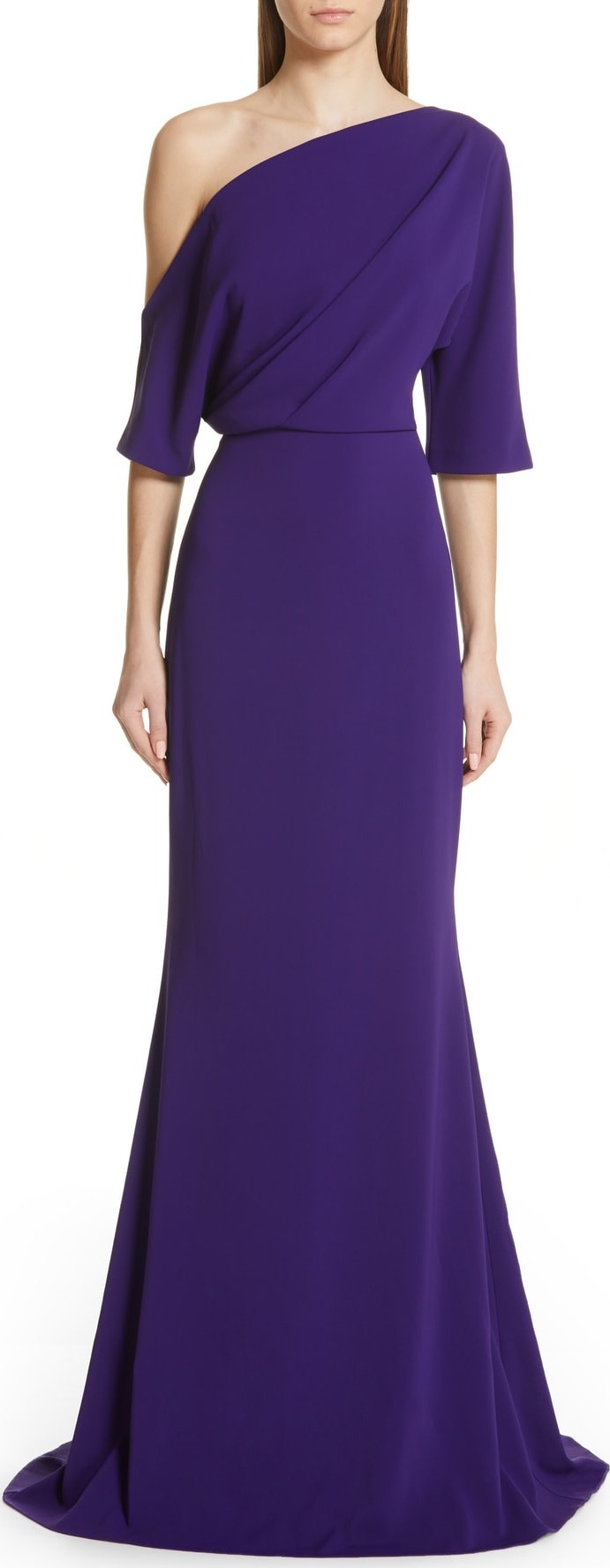 Badgley Mischka Badgley Mischka One-Shoulder Trumpet Evening Dress