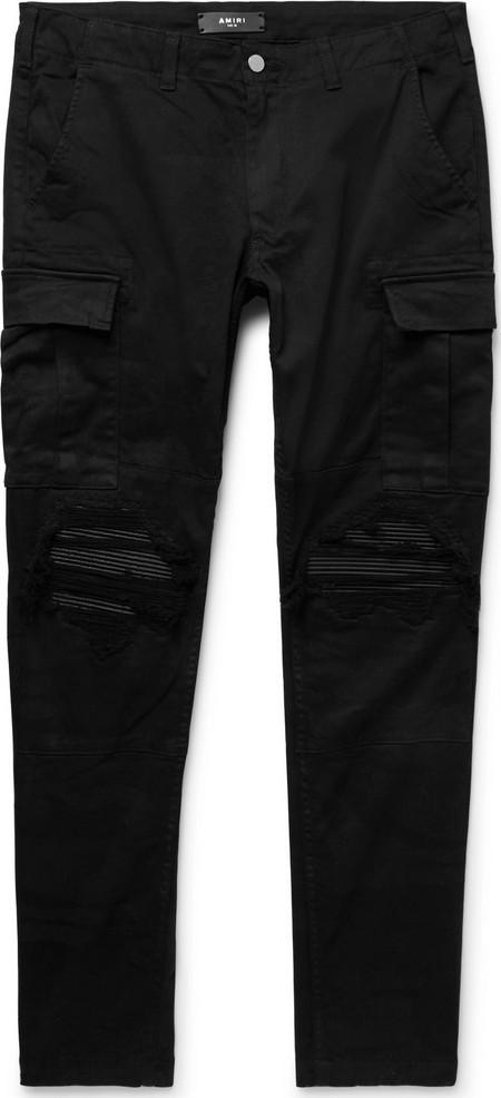 Amiri Black MX1 Slim-Fit Tapered Stretch-Cotton Twill Cargo Trousers