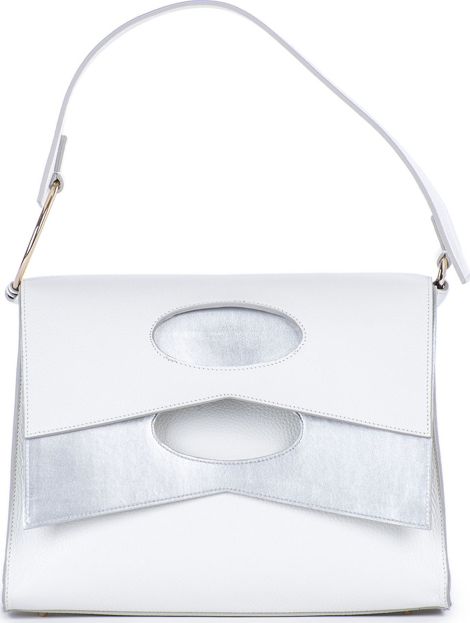 Sara Battaglia Helena Leather Metallic Tote Bag