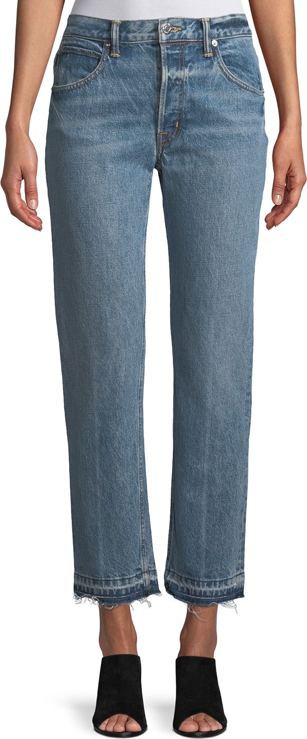 Helmut Lang Light-Wash Crease Straight-Leg Jeans