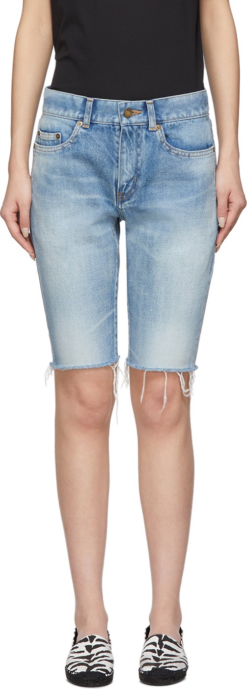 Saint Laurent Blue Denim Washed Bermuda Shorts