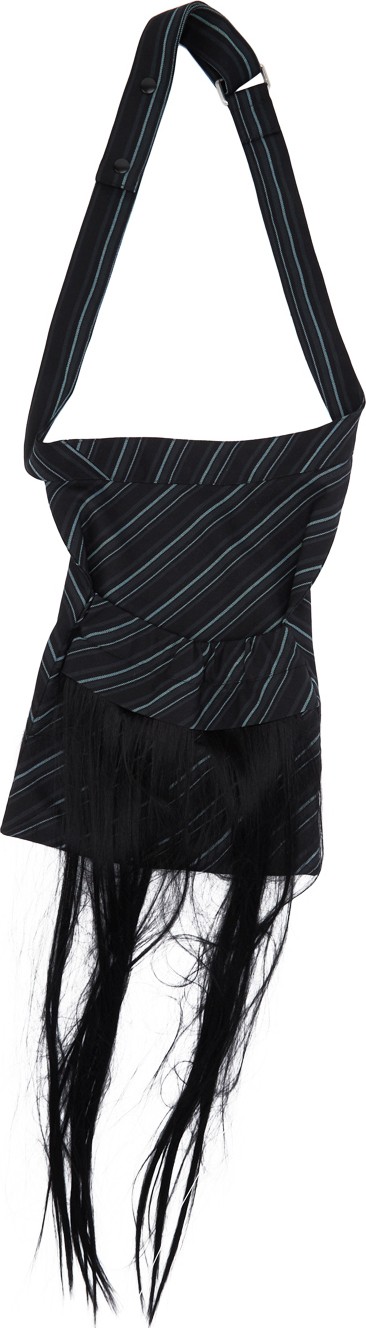 Kiko Kostadinov Navy Striped Twill Doris Tote