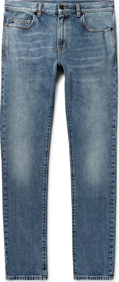 Saint Laurent Skinny-Fit 15cm Hem Distressed Denim Jeans