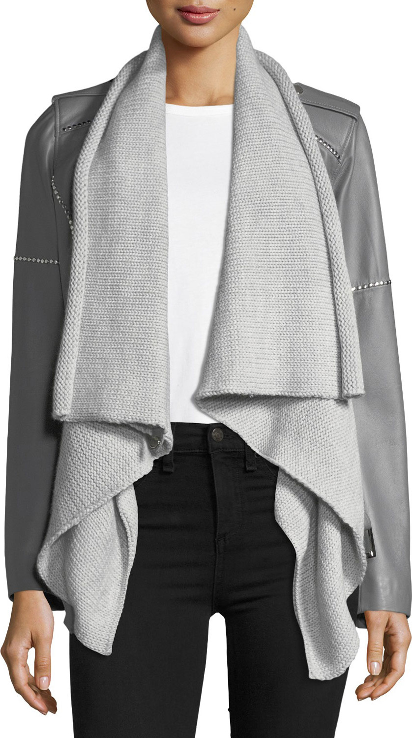 Nour Hammour Hours Leather & Knit Moto Jacket