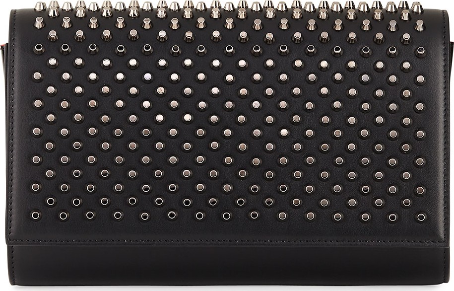 Christian Louboutin Paloma Fold-Over Spike Clutch Bag, Black