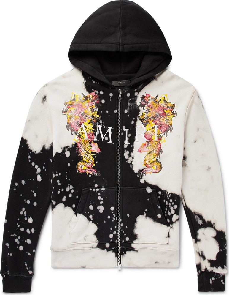 Amiri Logo-Embroidered Printed Loopback Cotton-Jersey Zip-Up Hoodie
