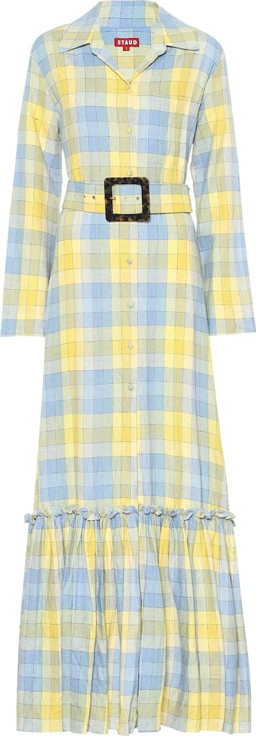 Staud Rose checked cotton maxi dress