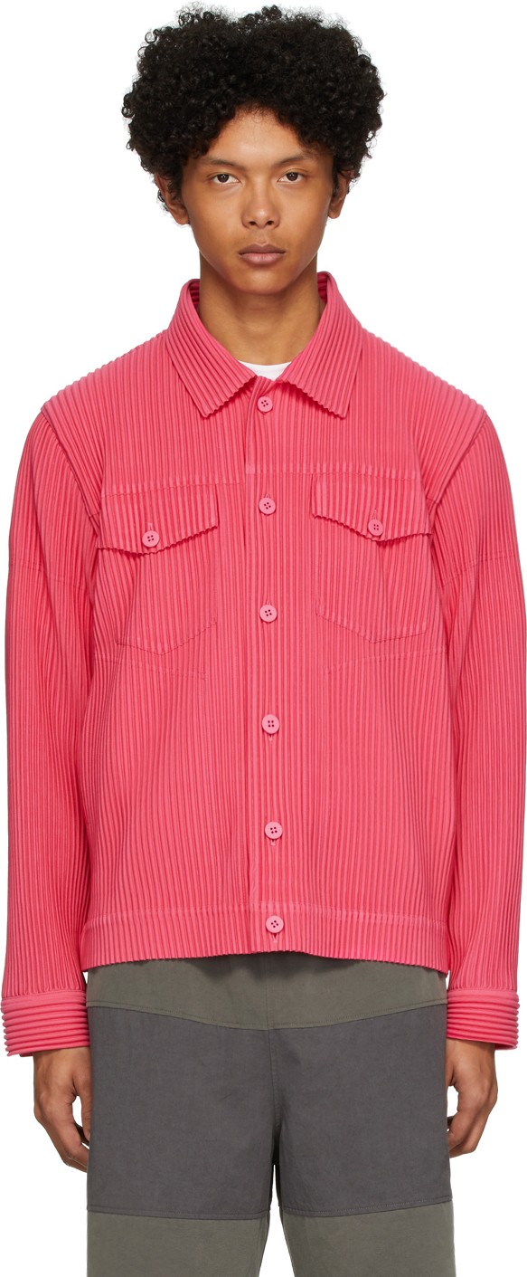 Homme Plissé Issey Miyake Pink Pleated Tailored Jacket