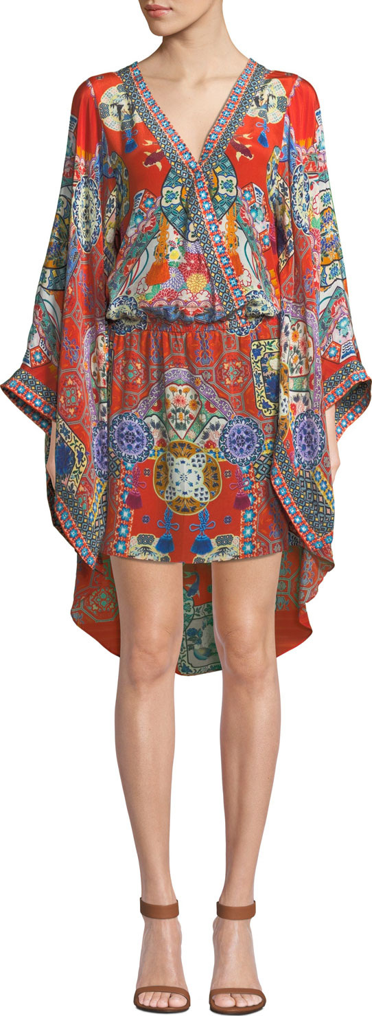 Camilla Printed Silk Kimono Dress