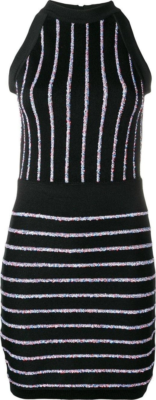 Balmain contrasting embroidered stripes dress