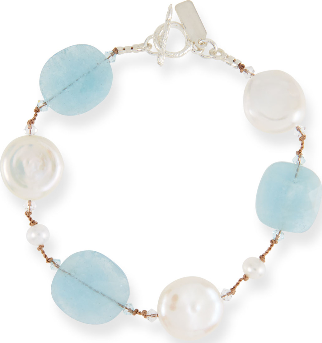 Margo Morrison Crystal, Pearl & Aquamarine Bracelet